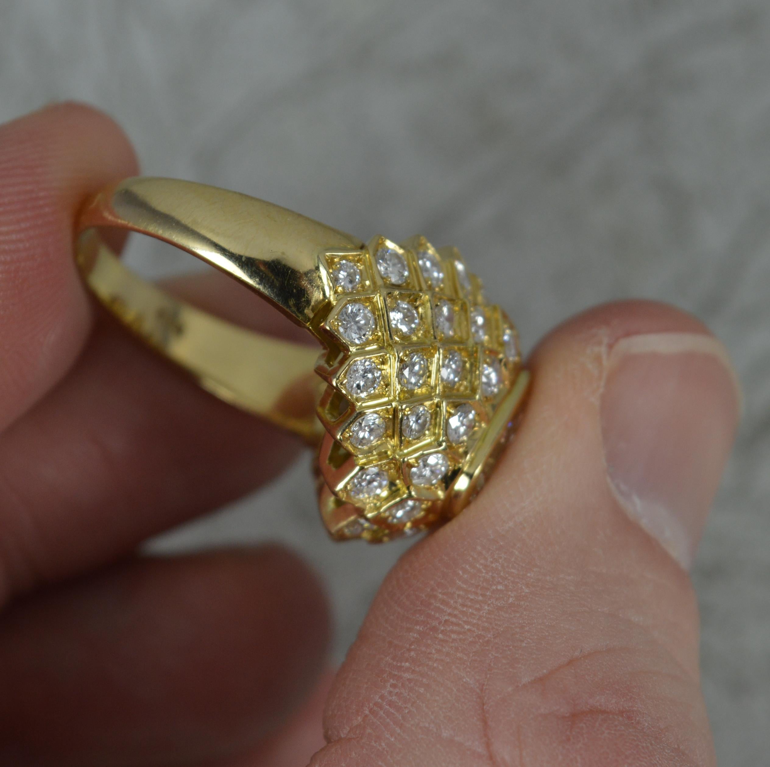 Striking 2.00ct Diamond and 18ct Gold Cluster Cocktail Ring 2