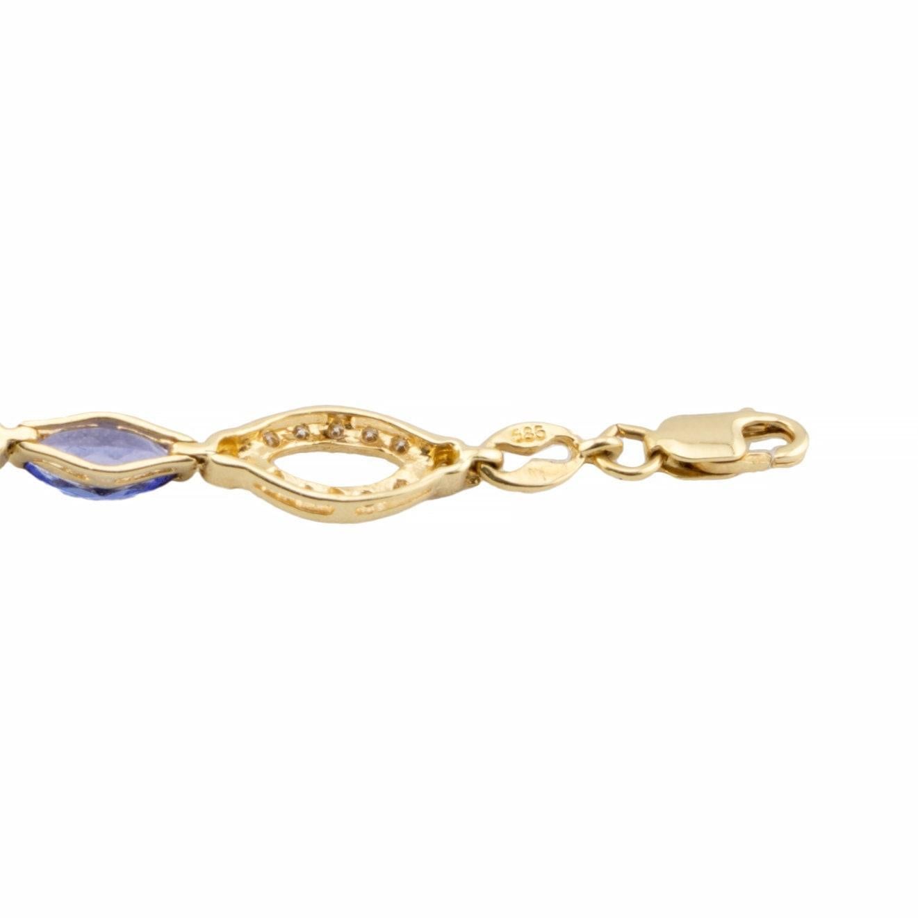 Striking 2.10ctw Tanzanite and Diamond Bracelet in 14K Gold 1