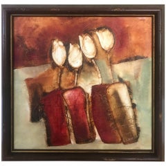 Striking Abstract Painting of White Tulips