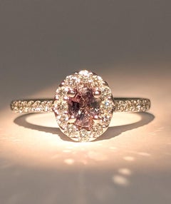 Striking Alexandrite & Diamond Halo Ring in 14k White Gold