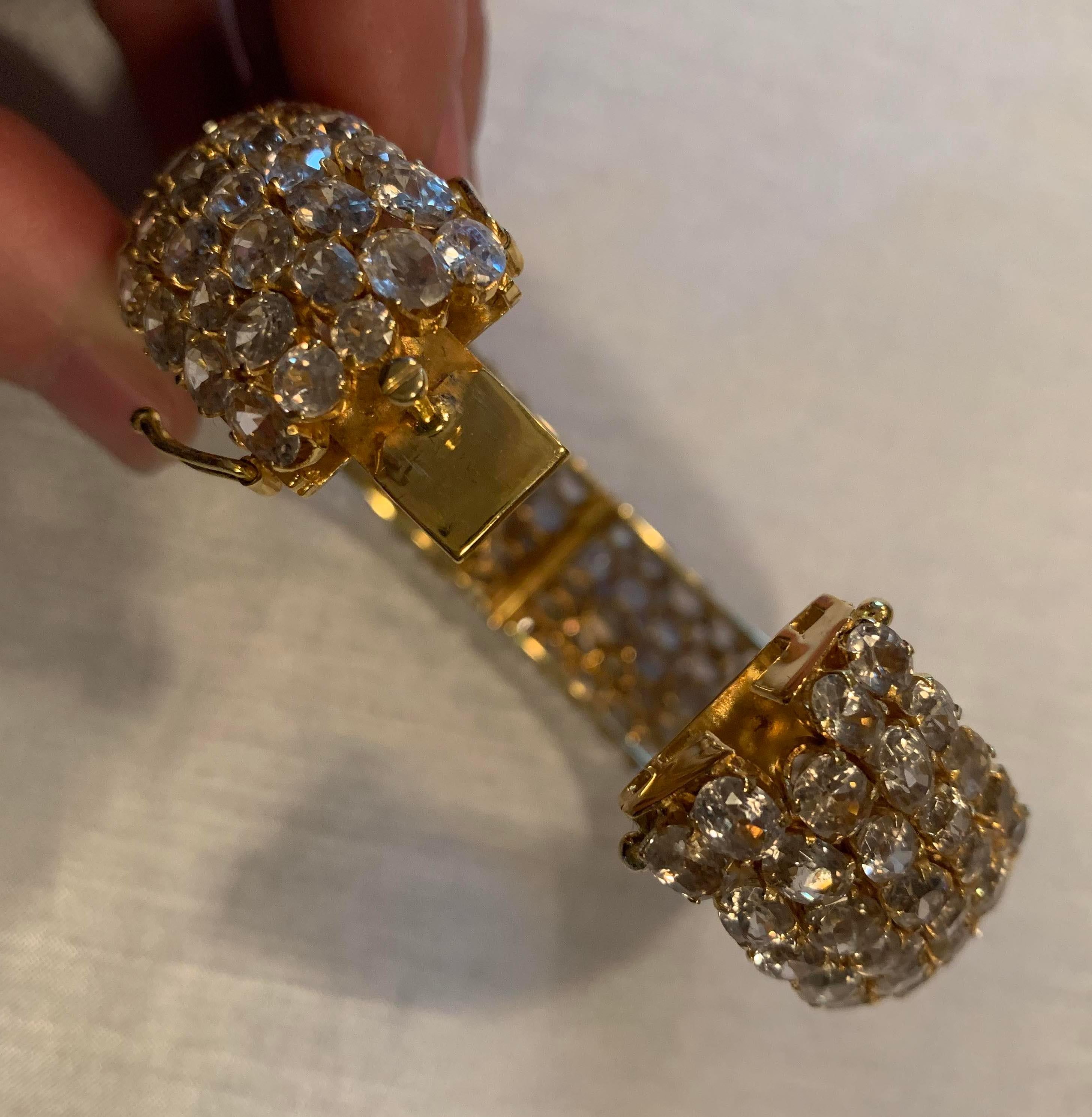 Contemporary Striking All-around Golden Rutilated Quartz Vermeil Bangle Bracelet