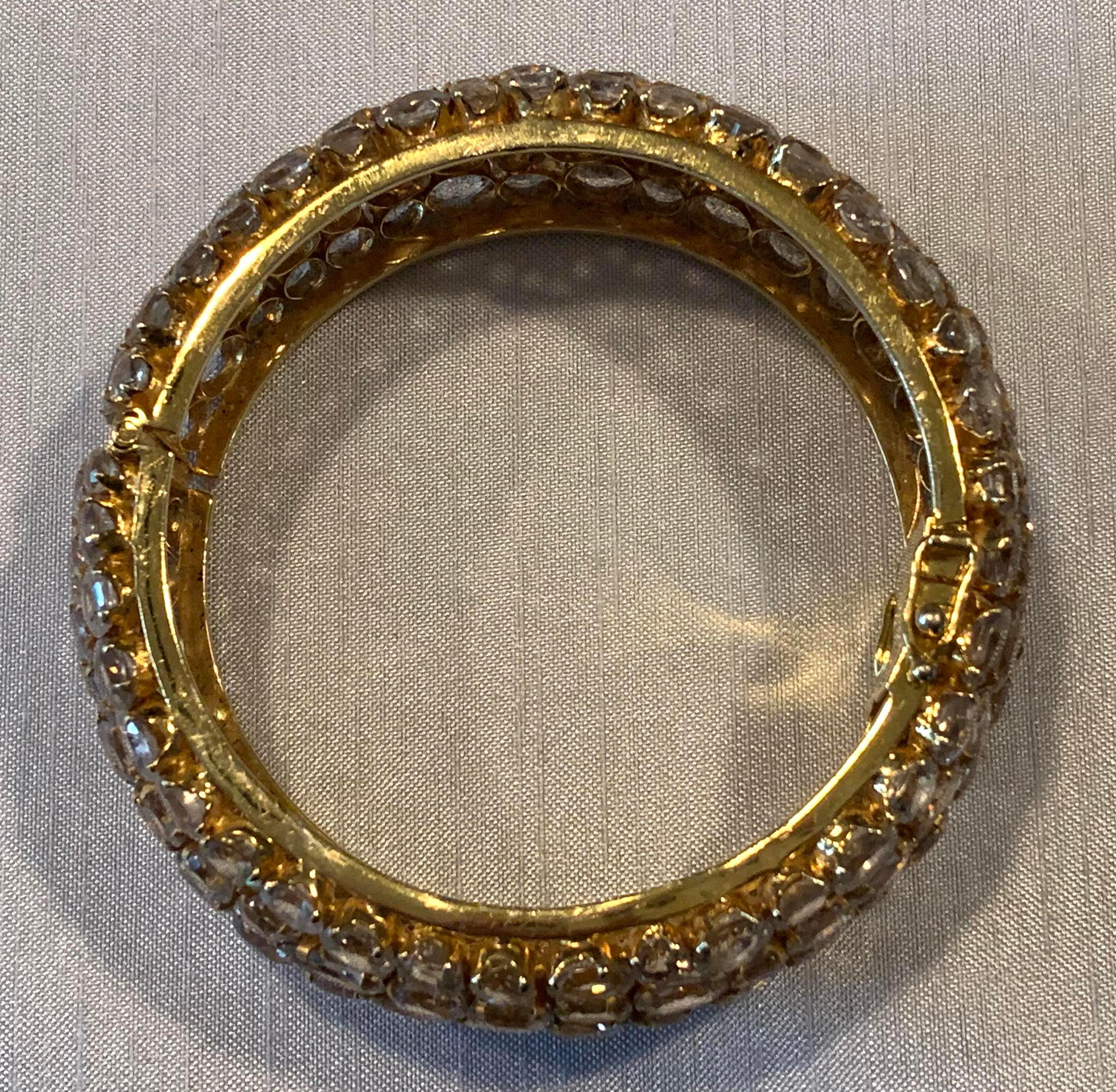 Striking All-around Golden Rutilated Quartz Vermeil Bangle Bracelet In Excellent Condition In Los Angeles, CA