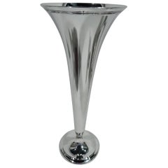 Striking American Modern Sterling Silver Trumpet Vase by Tiffany