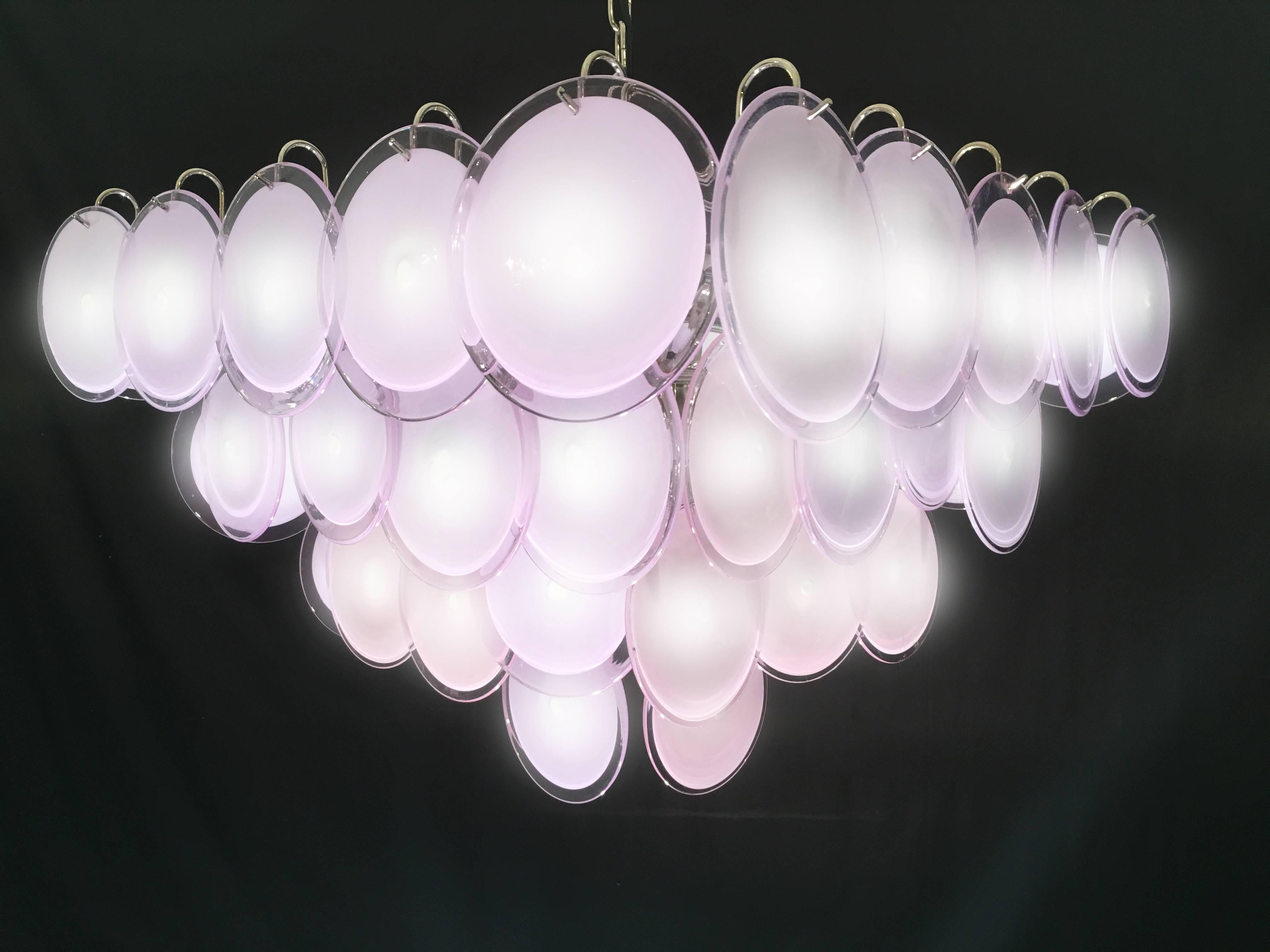 Striking Amethyst Murano Disc Chandelier, 1970s For Sale 4