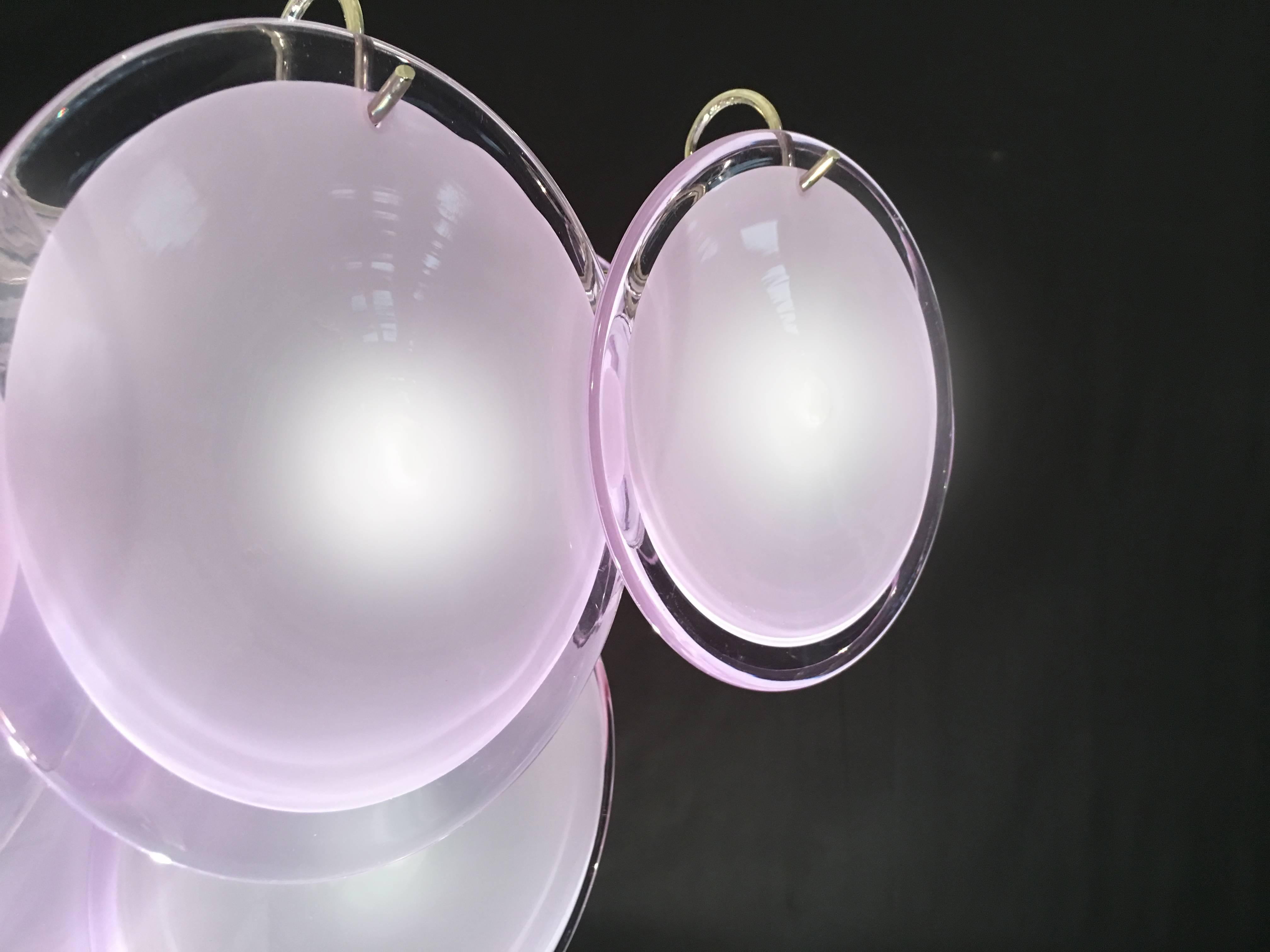 Striking Amethyst Murano Disc Chandelier, 1970s In Excellent Condition For Sale In Rome, IT