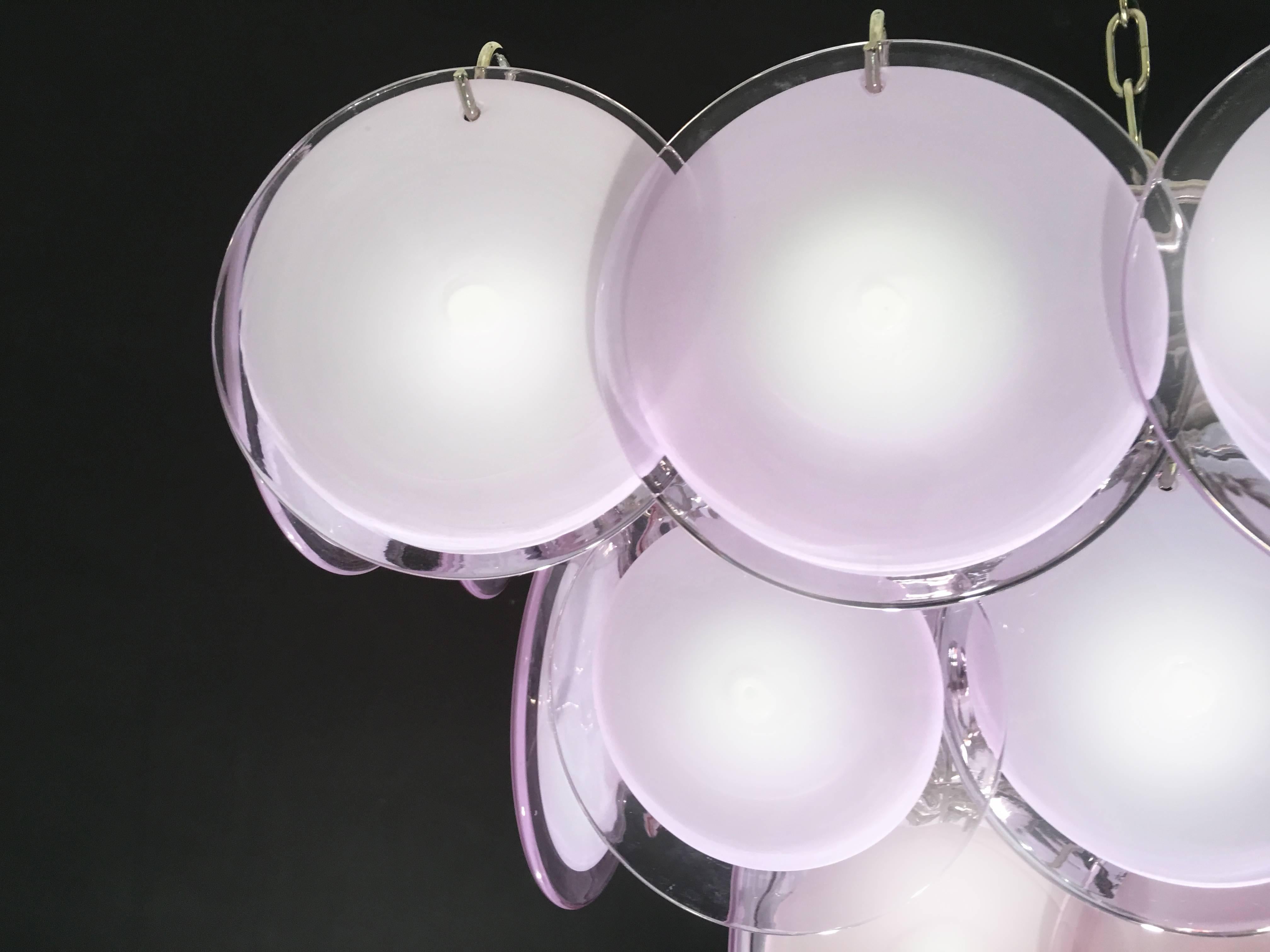 20th Century Striking Amethyst Murano Disc Chandelier, 1970s For Sale