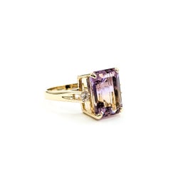 Striking Ametrine & Diamond Cocktail Ring in 14k Yellow Gold