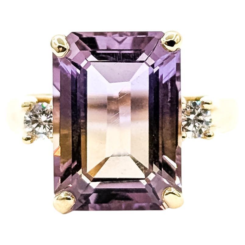 Striking Ametrine 
Diamond Cocktail Ring in 14k Yellow Gold