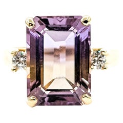 Striking Ametrine 
Diamond Cocktail Ring in 14k Yellow Gold