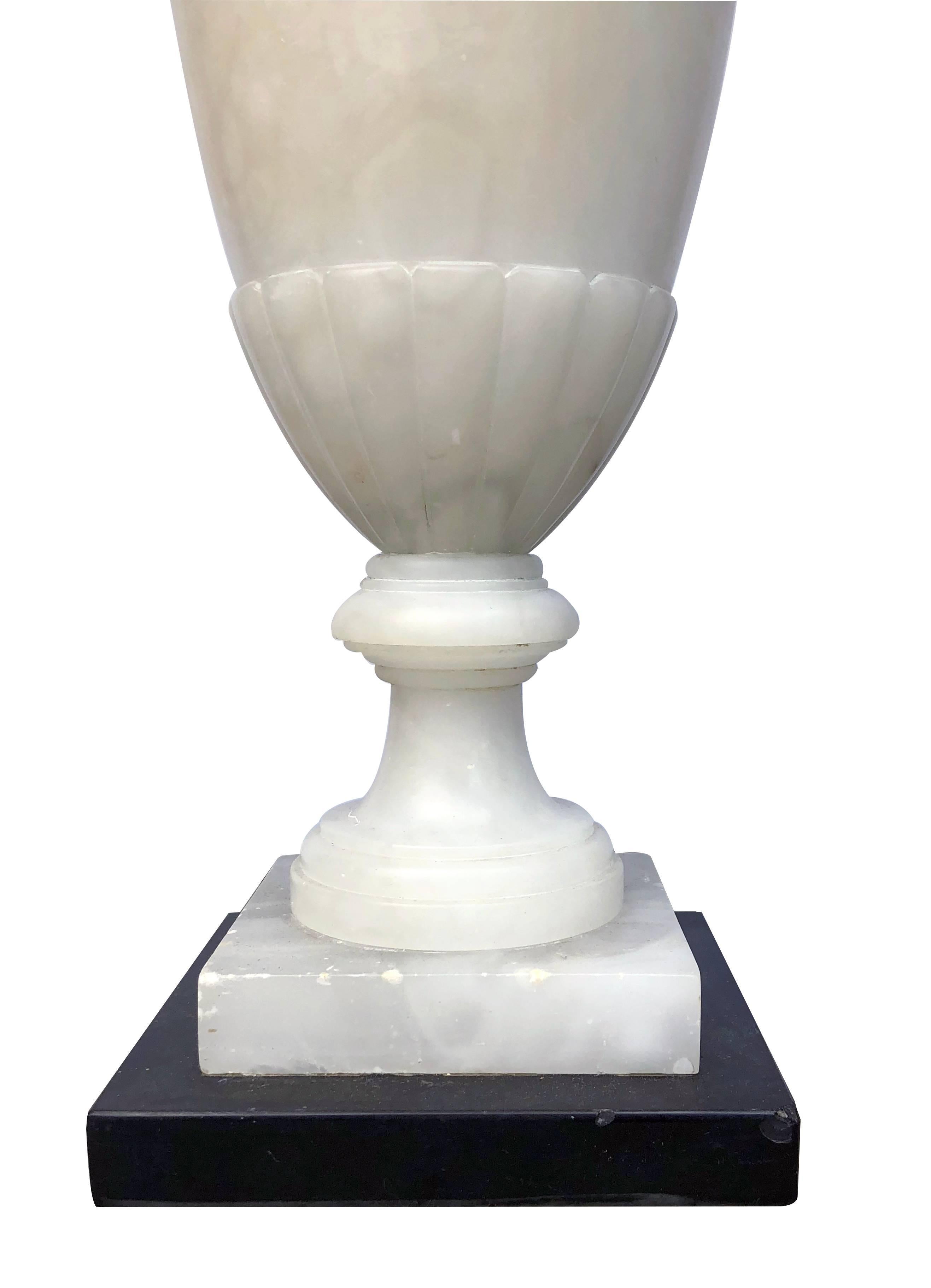 white urn lamp
