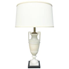 Striking and Elegant Italian Art Deco White Alabaster Urn Lamp