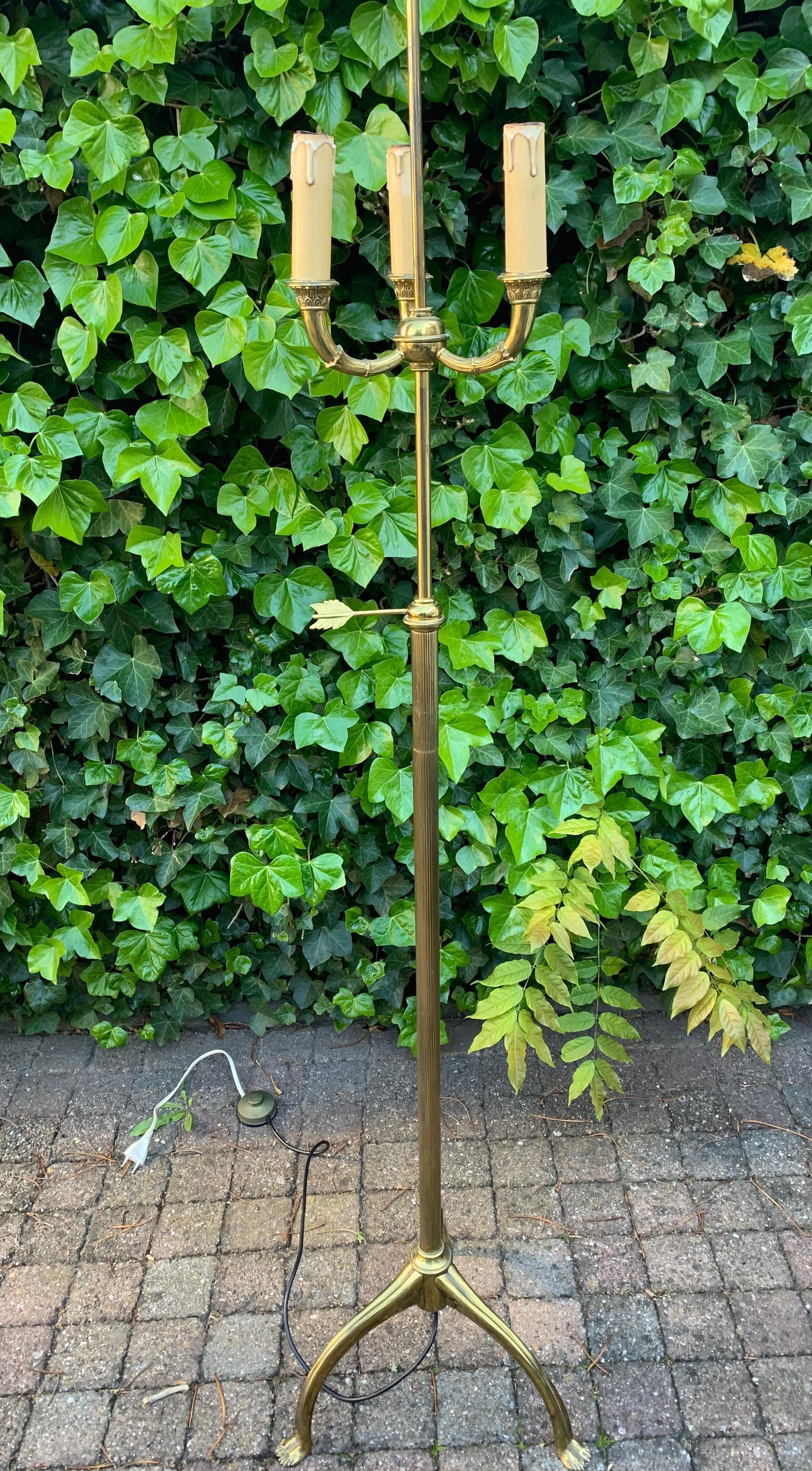 Striking and Stylish Empire Revival Gilt Bronze Tree-Light Floor Lamp For Sale 12