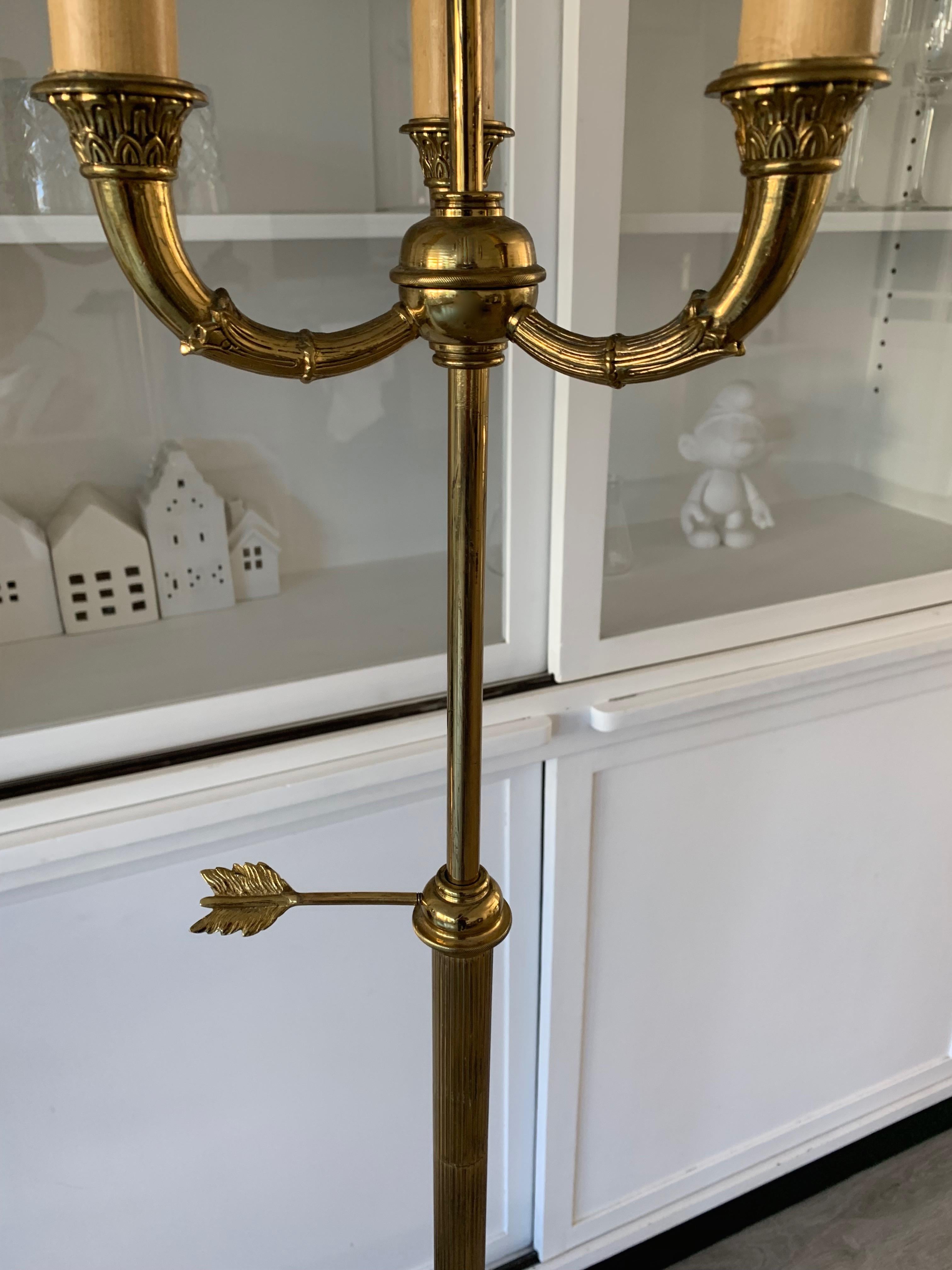 Striking and Stylish Empire Revival Gilt Bronze Tree-Light Floor Lamp In Good Condition For Sale In Lisse, NL