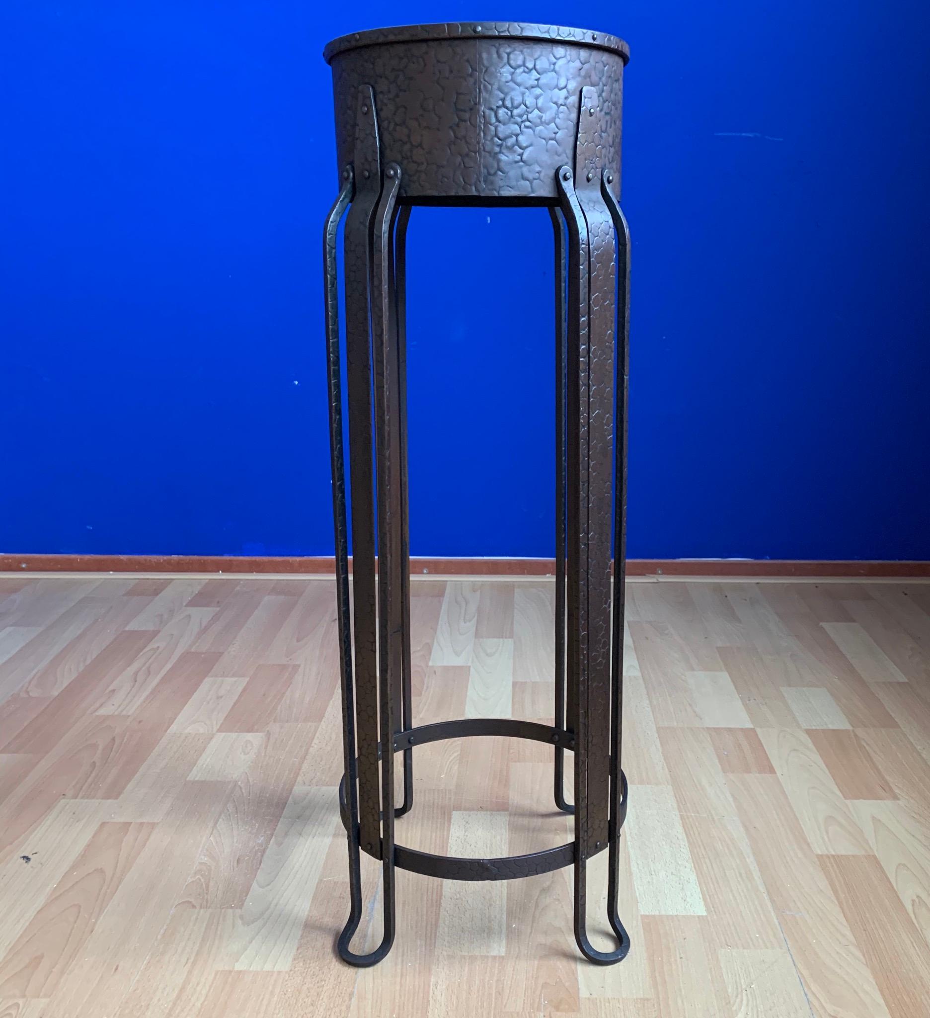 Top Quality and Pure Art Deco Wrought Iron / Brass Top Pedestal or Flower Stand  For Sale 6