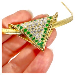 Vintage Striking and Well Crafted and 14k Diamond and Emerald Enhancer on 4.75mm Omega