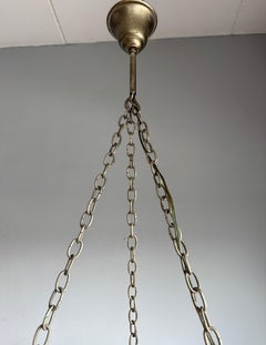 Striking Antique Alabaster Bowl Pendant Light w. Warm Amber Veining, circa 1920