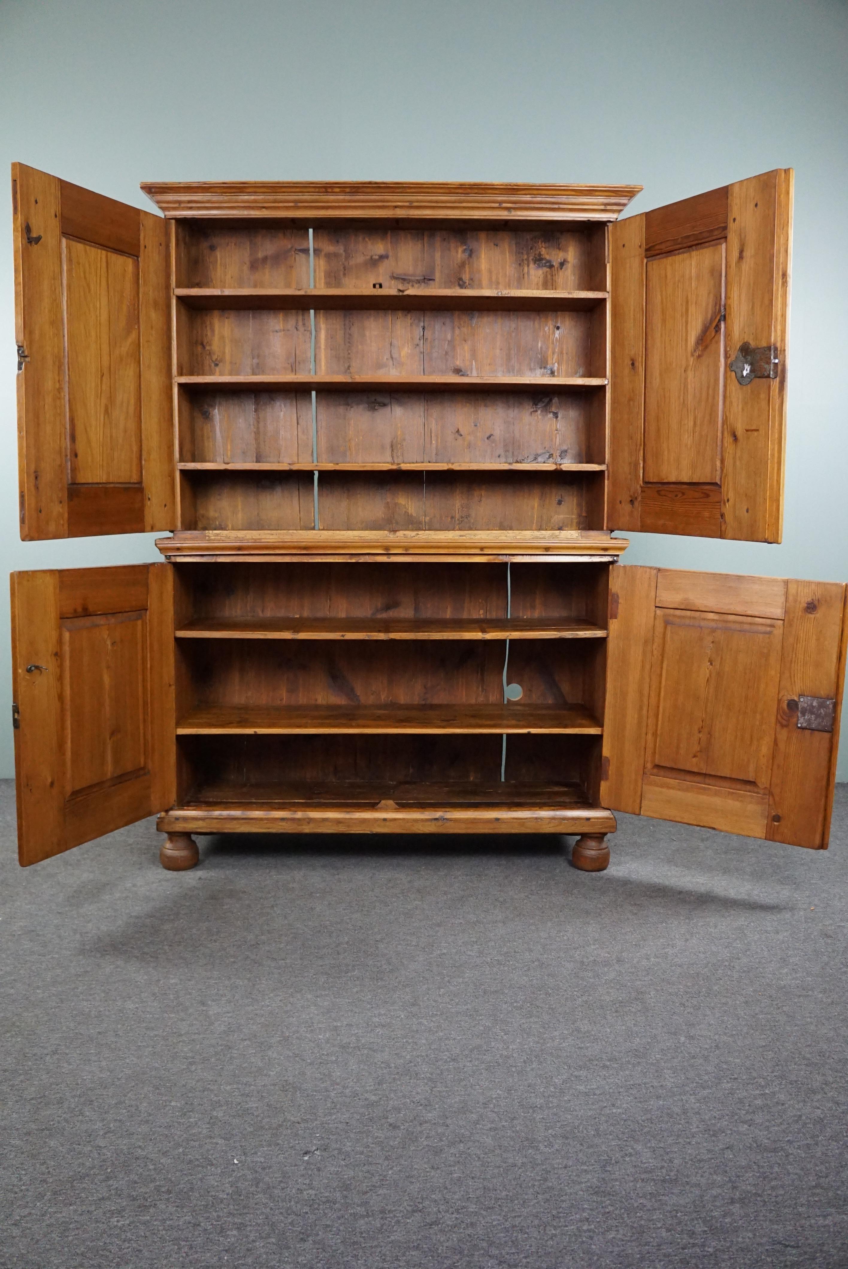 Striking antique buffet cabinet with painted doors.  For Sale 1