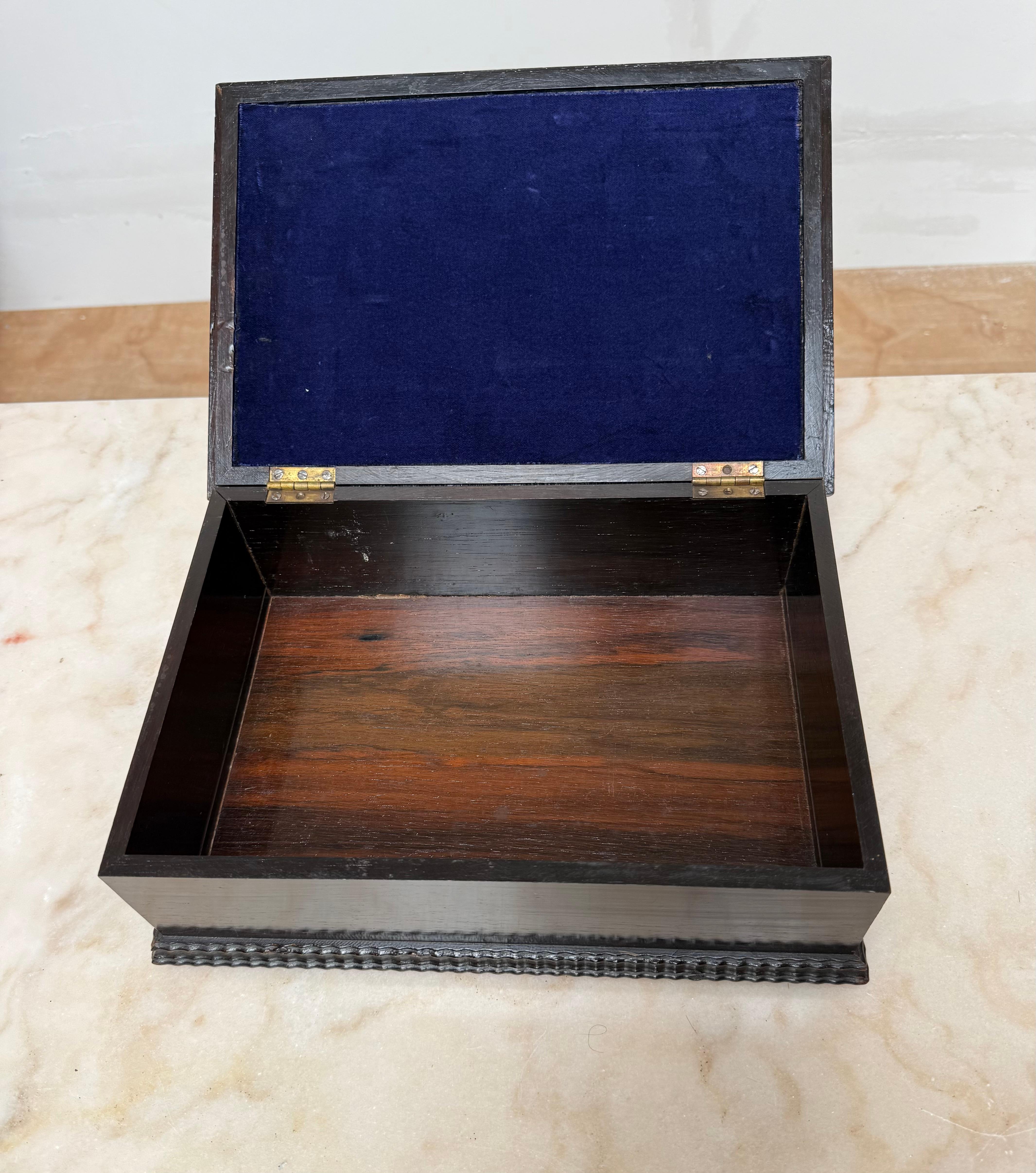 If you are looking for a truly beautiful box for yourself or maybe as a gift for that special someone in your life then this rare and all handcrafted gem could be perfect. 

An exceptional late 19th-century box, masterfully crafted from richly