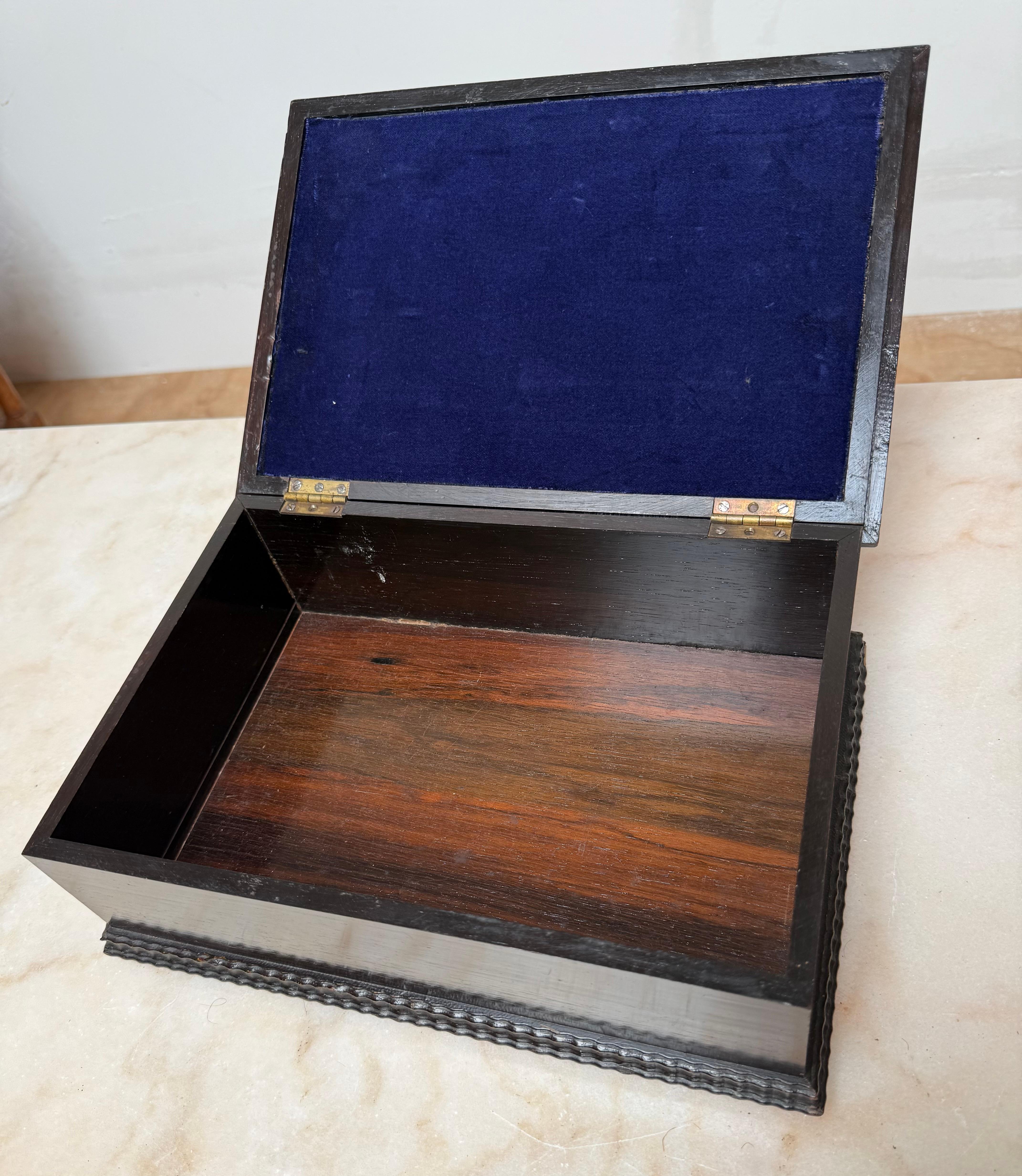 Striking Antique Dutch Colonial Silver-Mounted on Top Hardwood Box, circa 1880 For Sale 2
