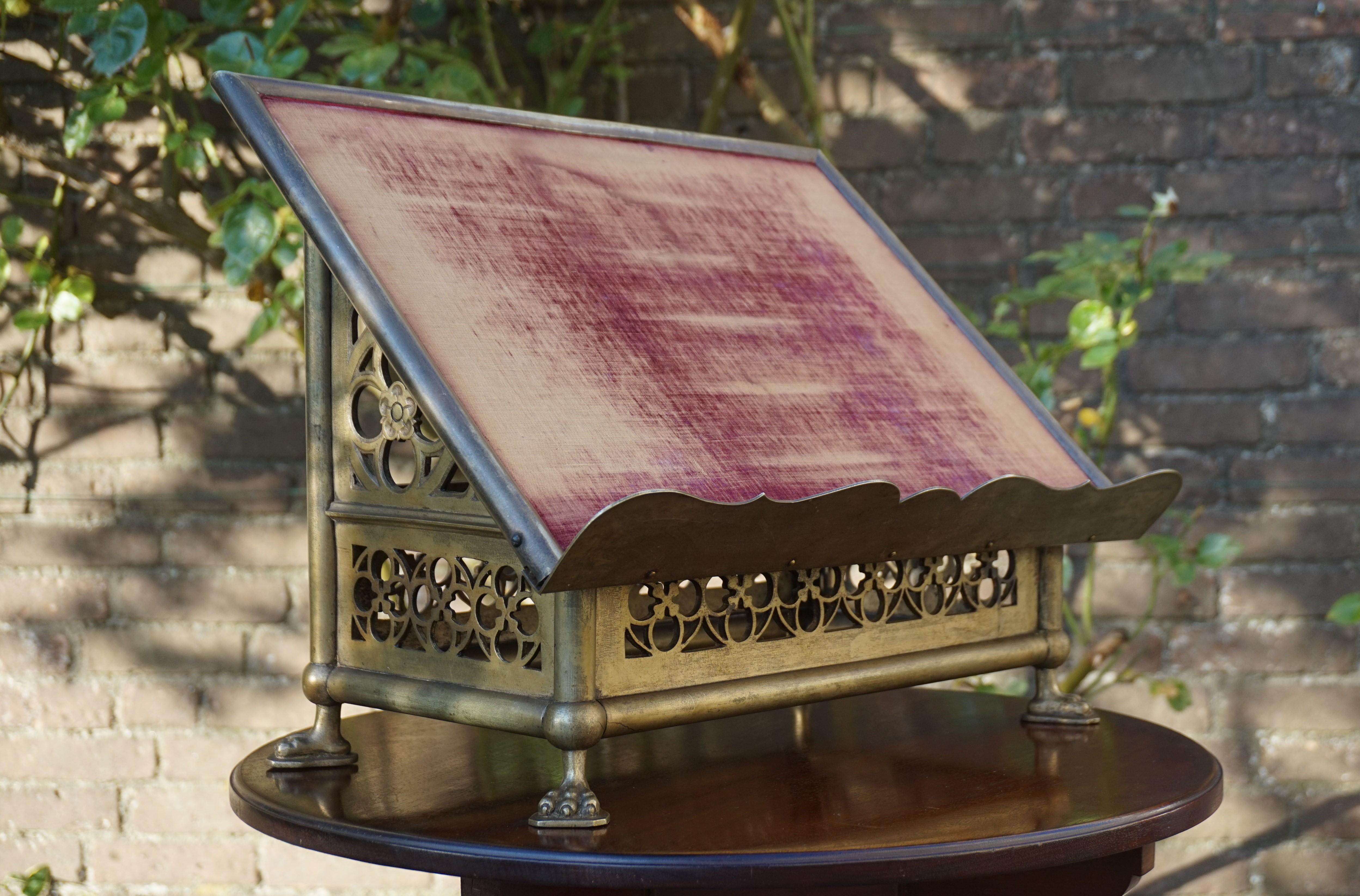 A marvellous and strong quality antique for placing your bible on.

Over the years we have sold many ecclesiastical antiques, but you hardly ever find them as original as this bronze, Gothic Revival bible stand from the late 1800s. The handcrafted