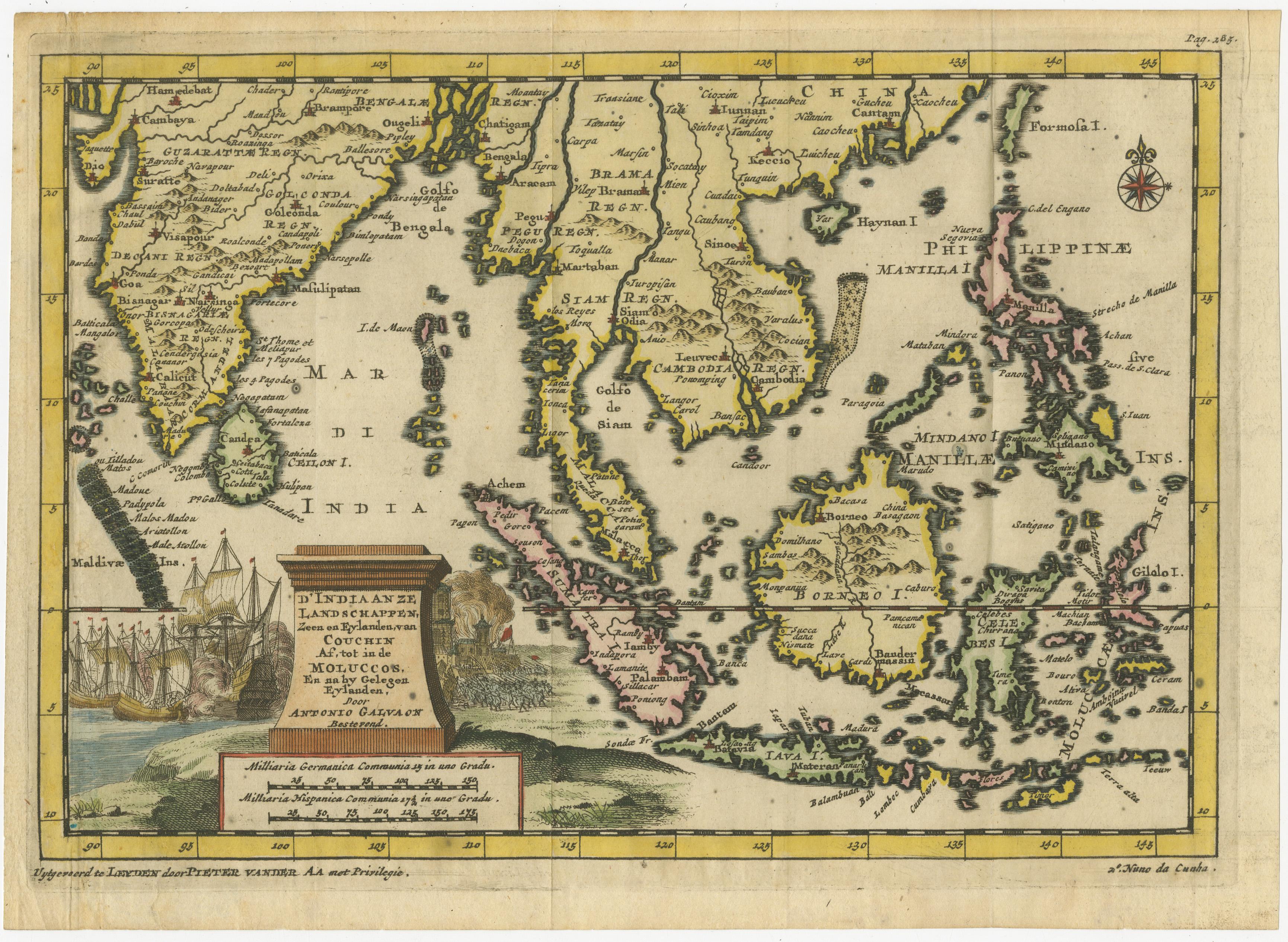 Striking Antique Map Centered on the Malay Peninsula In Good Condition For Sale In Langweer, NL