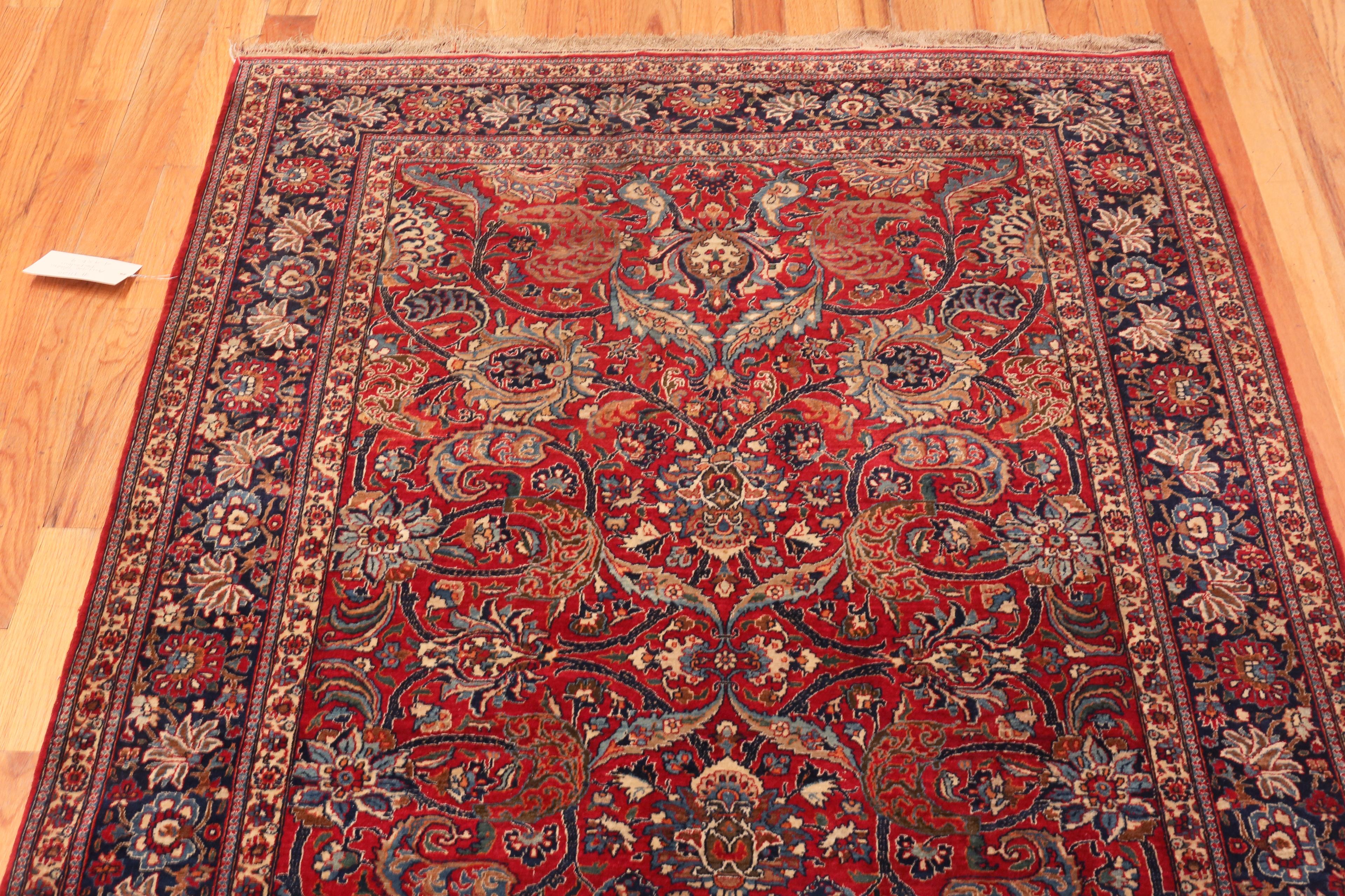 Striking Antique Persian Isfahan Rug, Country Of Origin / Rug Type: Persian Rug, Circa date: 1920. Size: 4 ft 9 in x 7 ft 2 in (1.44 m x 2.18 m).