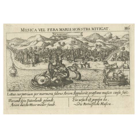 Striking Antique View of Kozhikode, also known as Calicut, in Kerala, India