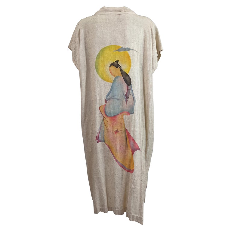 Striking Art Deco Air Brushed Lounging Robe For Sale