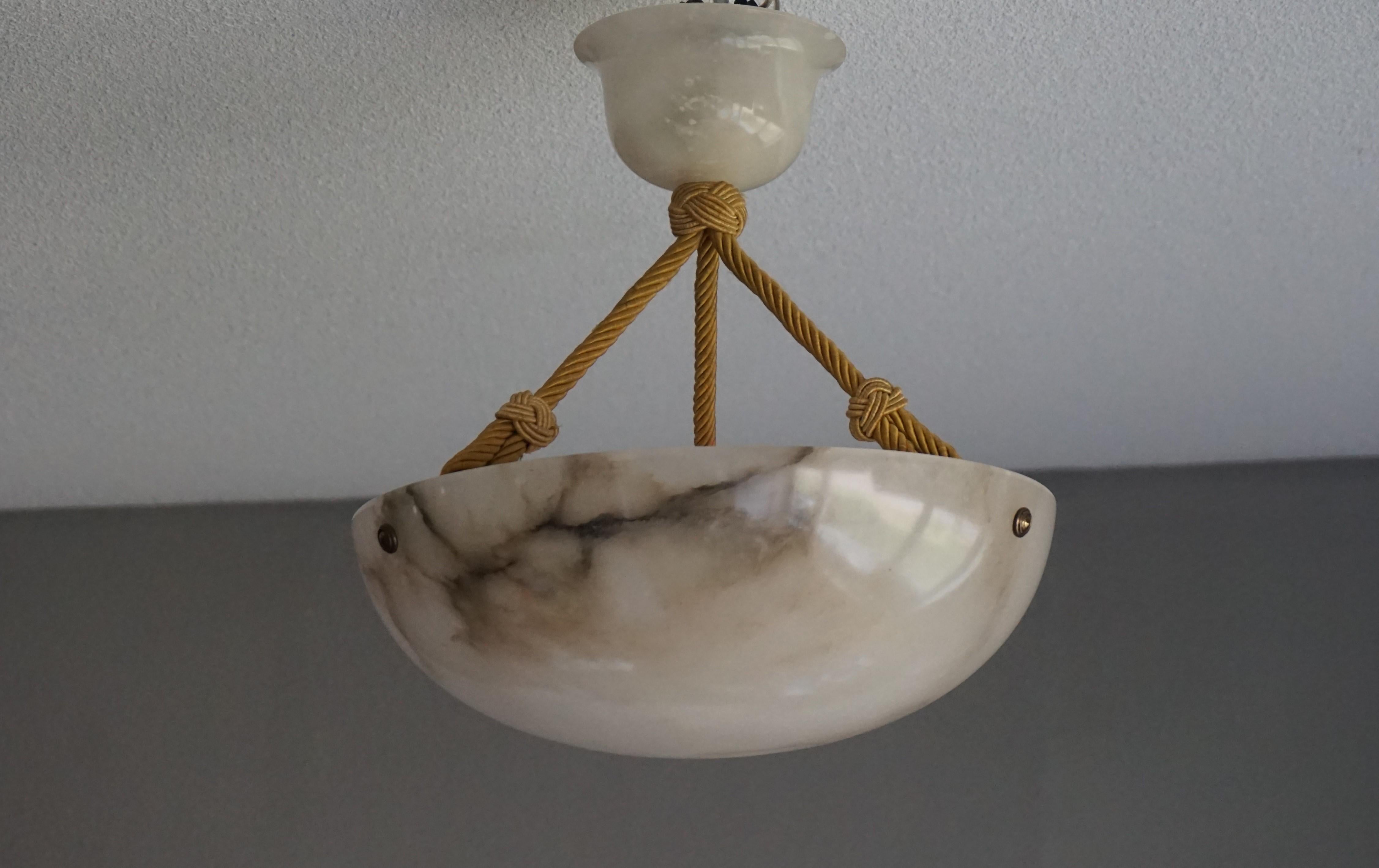 Striking Art Deco Flushmount / Pendant with Matching Alabaster Shade and Canopy 3