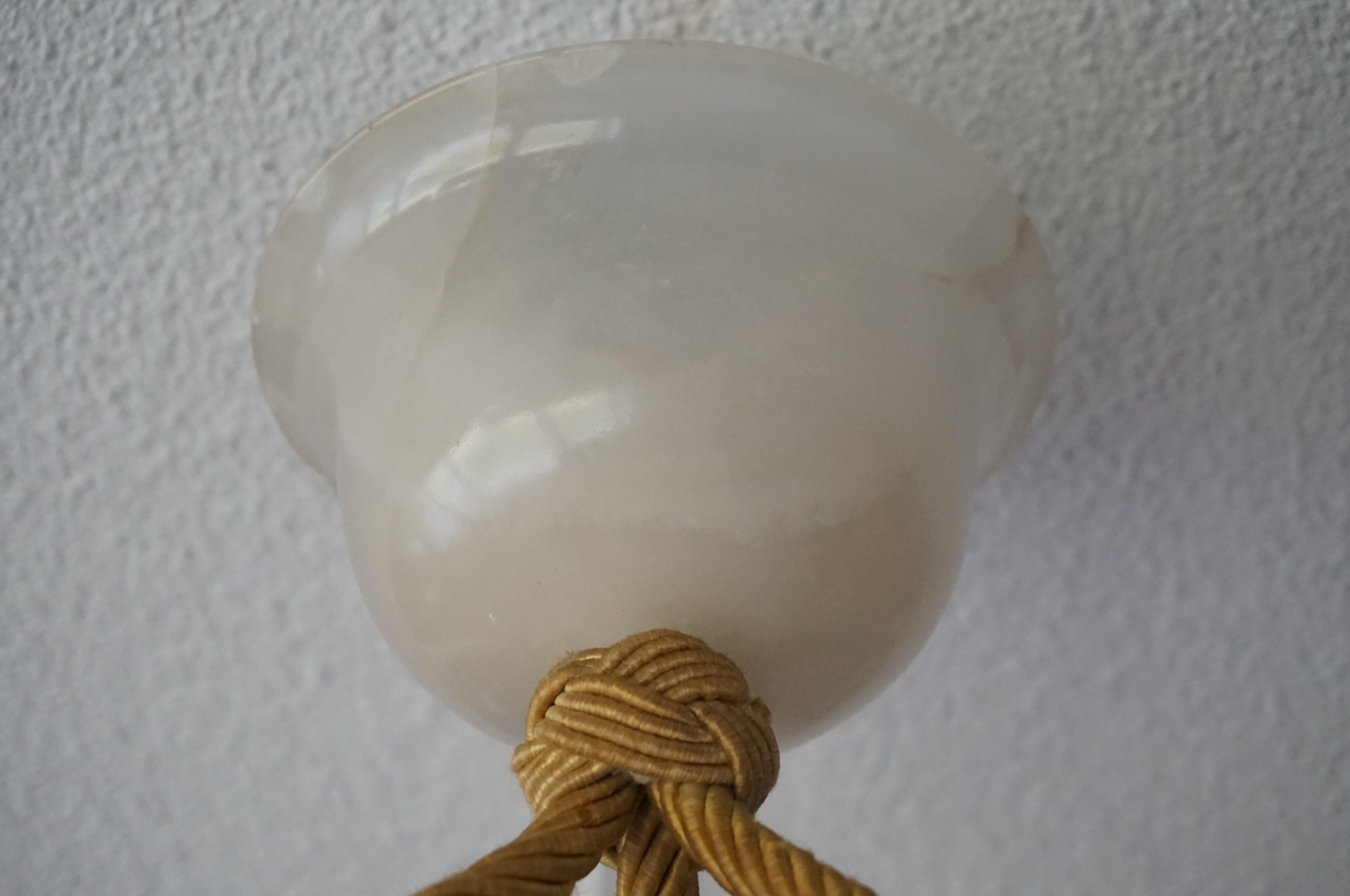 Striking Art Deco Flushmount / Pendant with Matching Alabaster Shade and Canopy 4