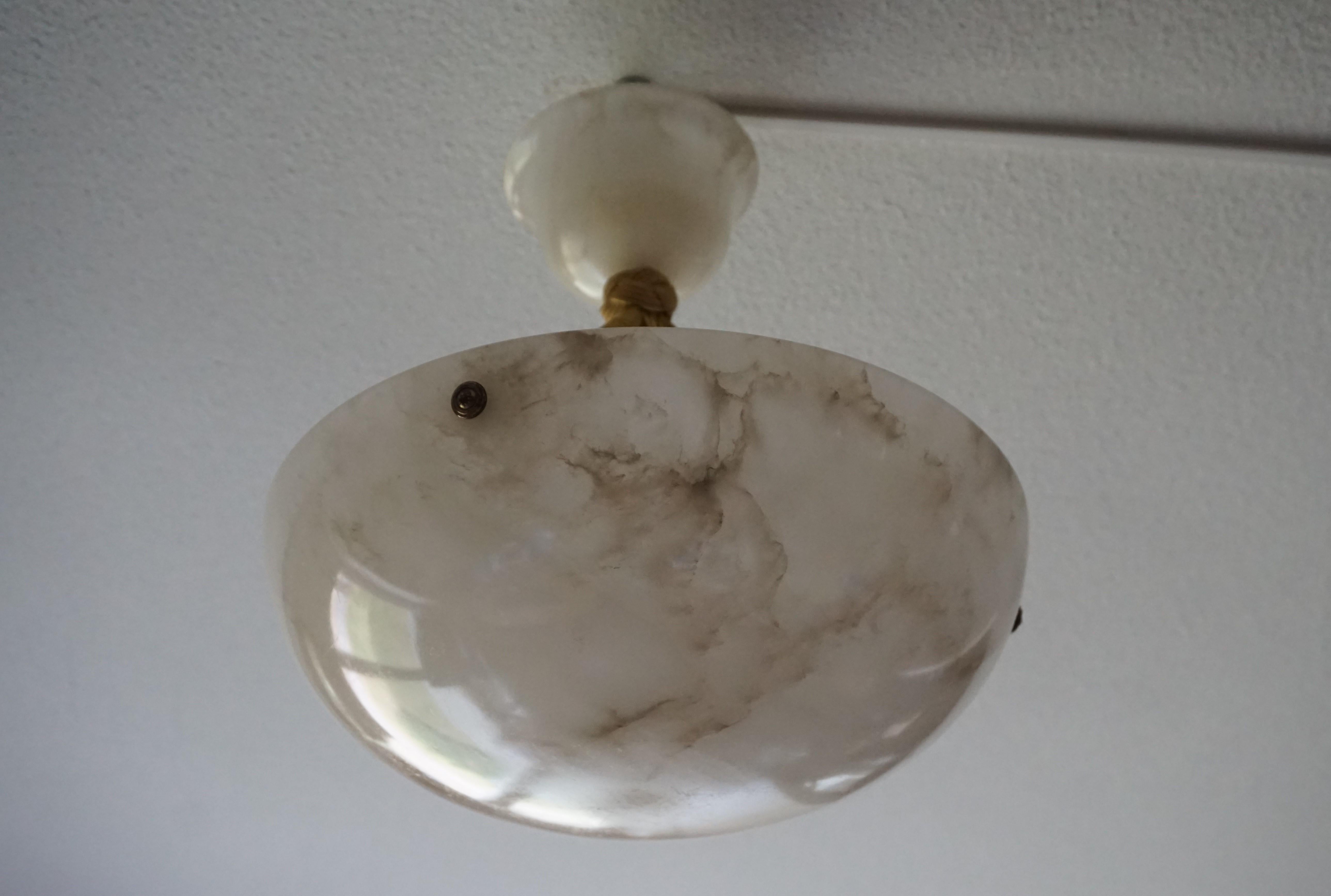 Striking Art Deco Flushmount / Pendant with Matching Alabaster Shade and Canopy 1
