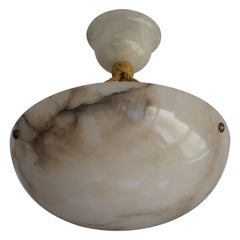 Striking Art Deco Flushmount / Pendant with Matching Alabaster Shade and Canopy