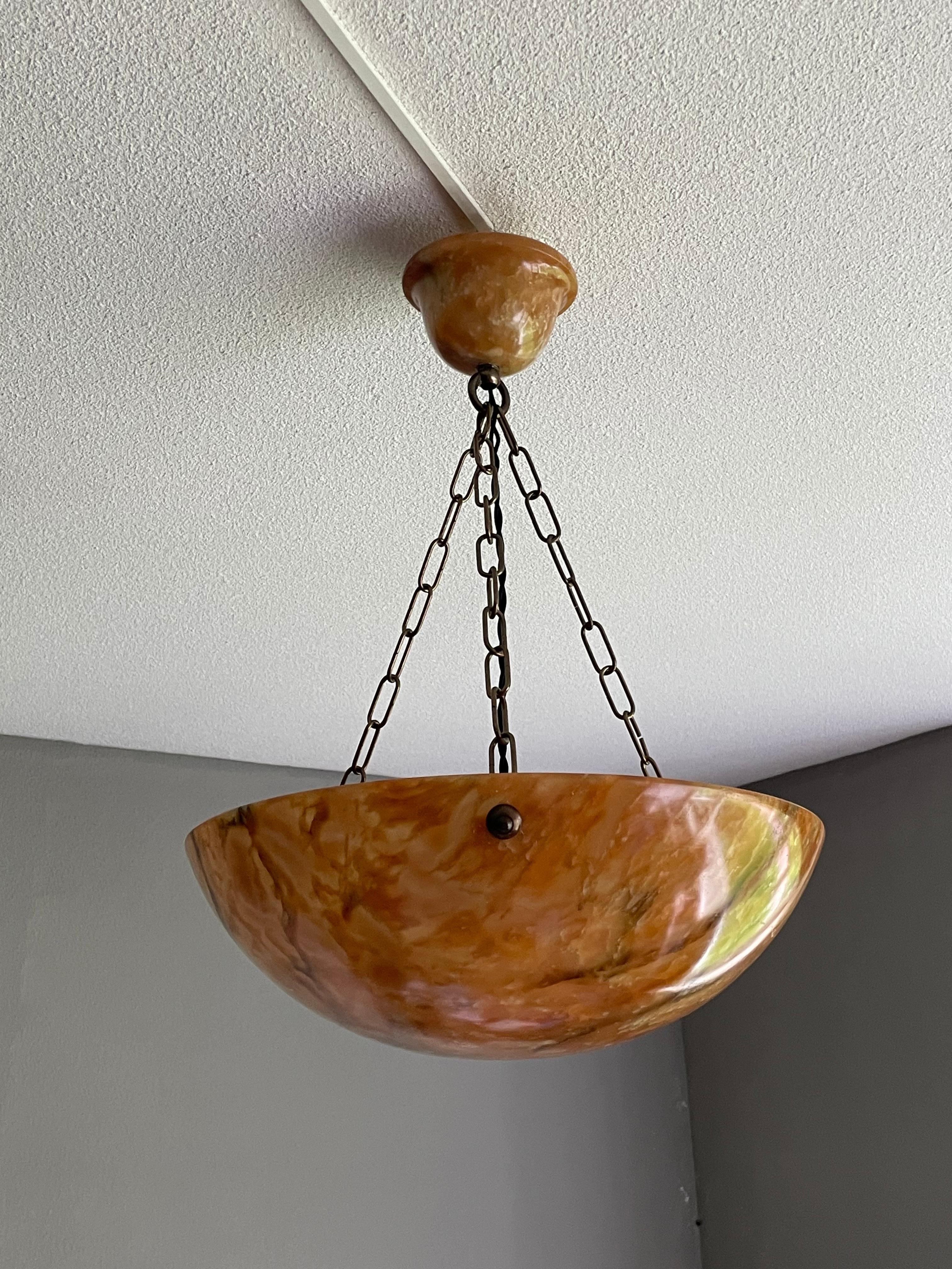 Striking Art Deco Flushmount / Pendant with Matching Alabaster Shade and Canopy 7