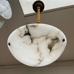 Striking Art Deco Moon Shape Pendant Light or Chandelier with Original Rope