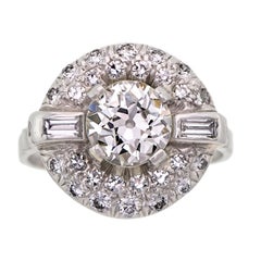Striking Art Deco Platinum and Diamond Ring Engagement Ring