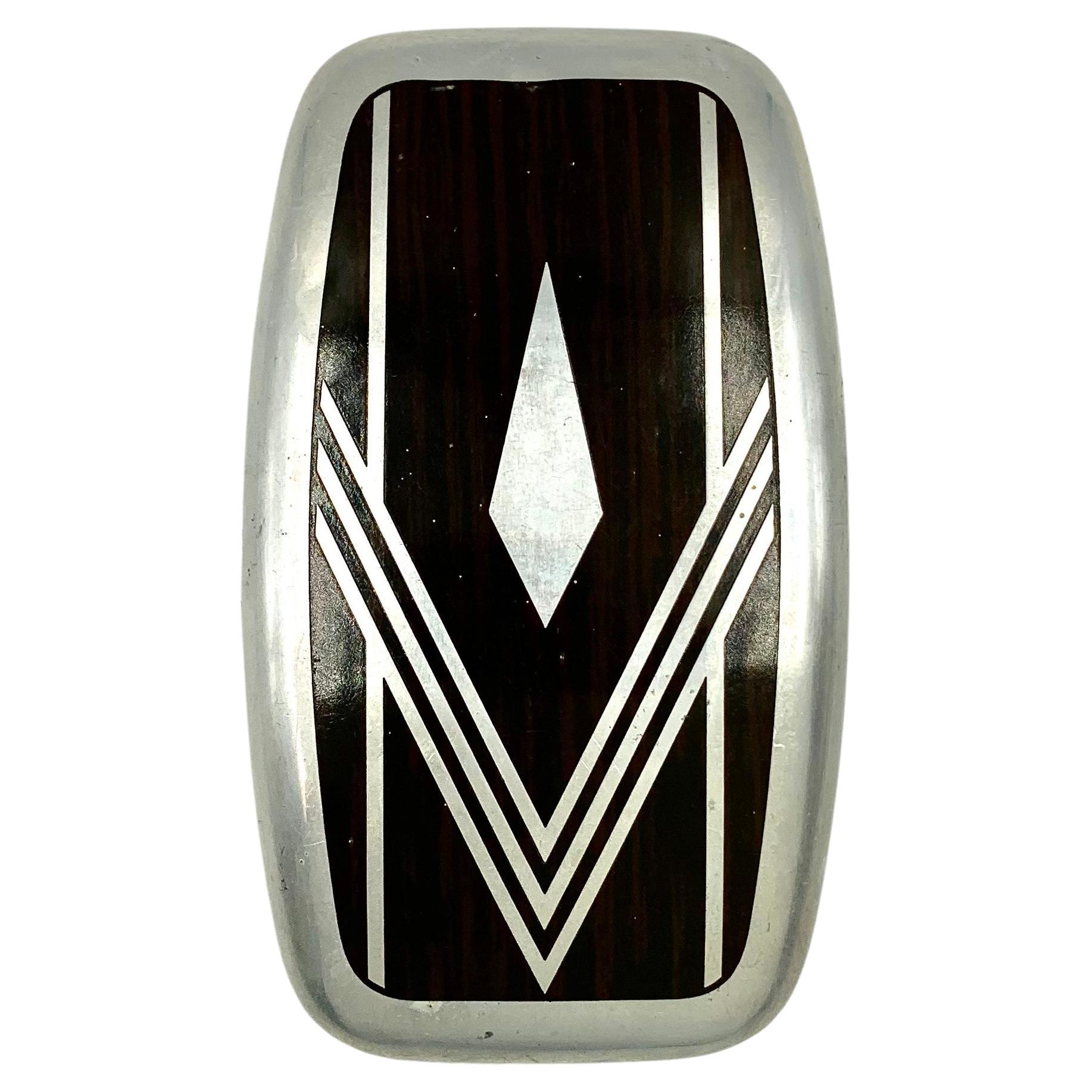 Striking Art Deco Rhulmann Style Aluminum Inlaid Macassar Ebony Faux Bois Brush For Sale