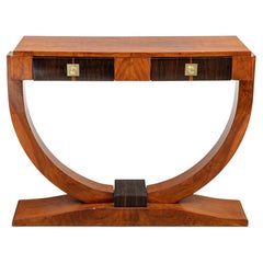 Vintage Striking Art Deco Style Mixed Wood Console Table 