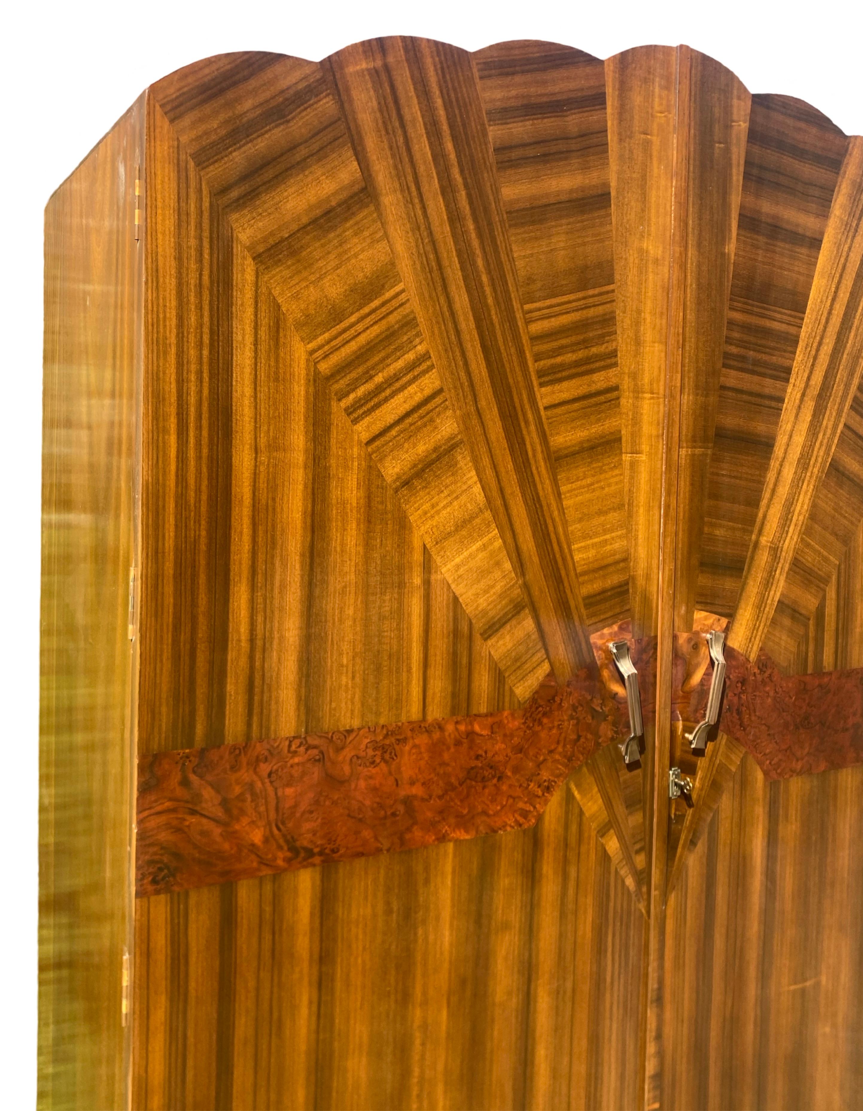 European Striking Art Deco Sunburst Double Wardrobe