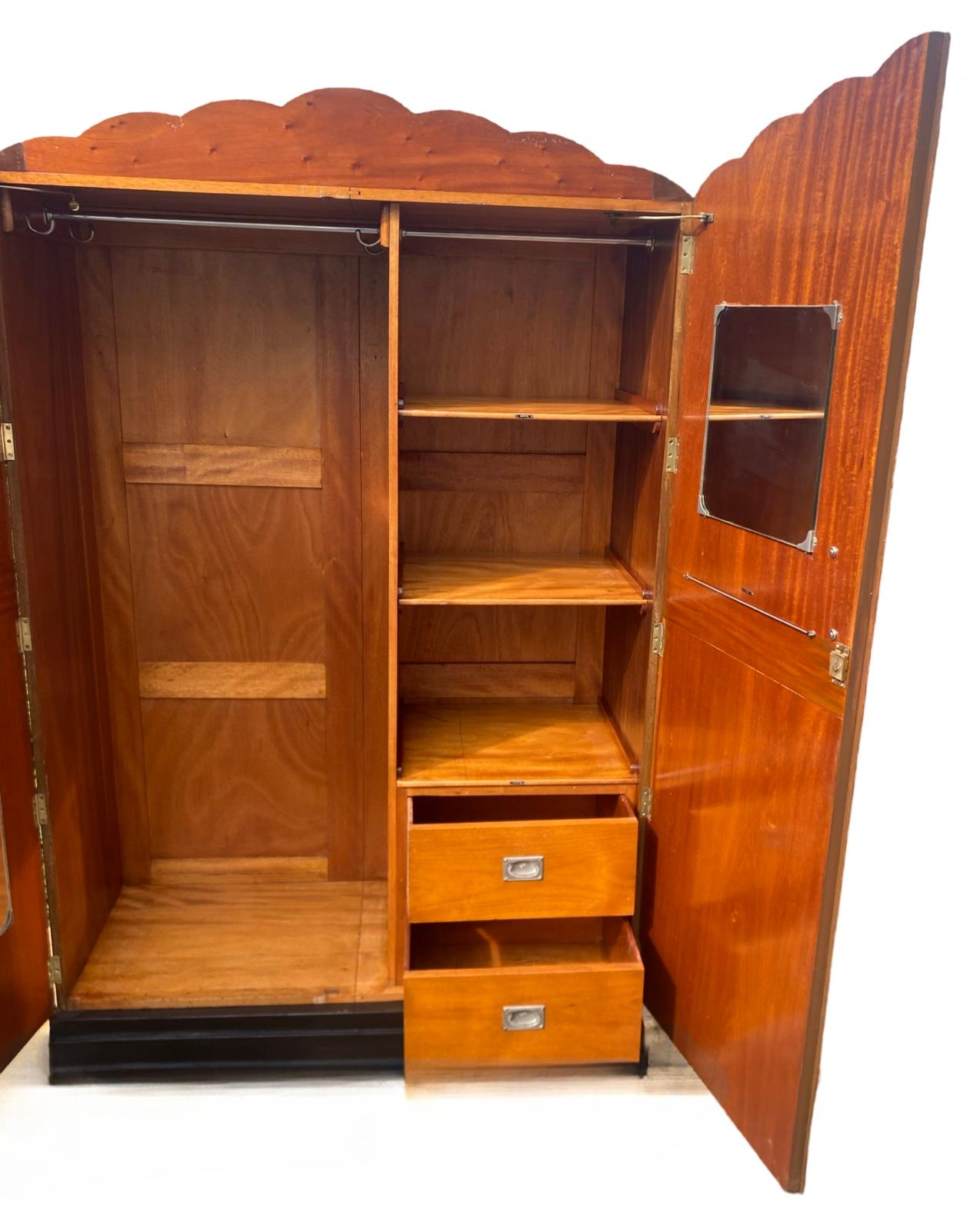 Mid-20th Century Striking Art Deco Sunburst Double Wardrobe