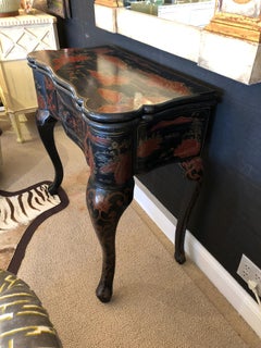 Striking Asian Inspired Red Black and Gold Console Table