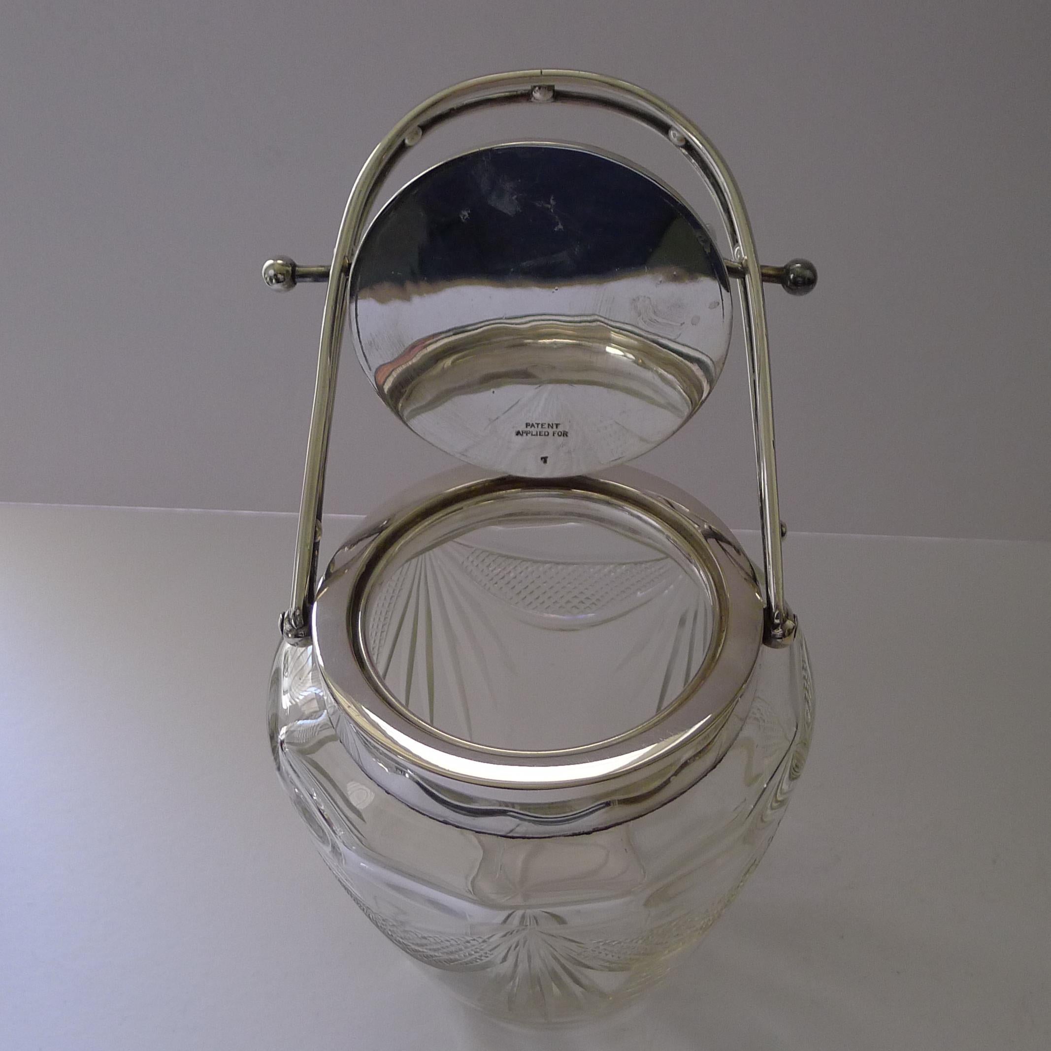 Striking Automated Silver Plated and Cut Glass Biscuit Box For Sale 3