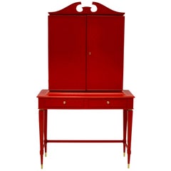 Striking Bar Cabinet in Scarlet Lacquer by Paolo Buffa