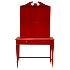 Striking Bar Cabinet in Scarlet Lacquer by Paolo Buffa