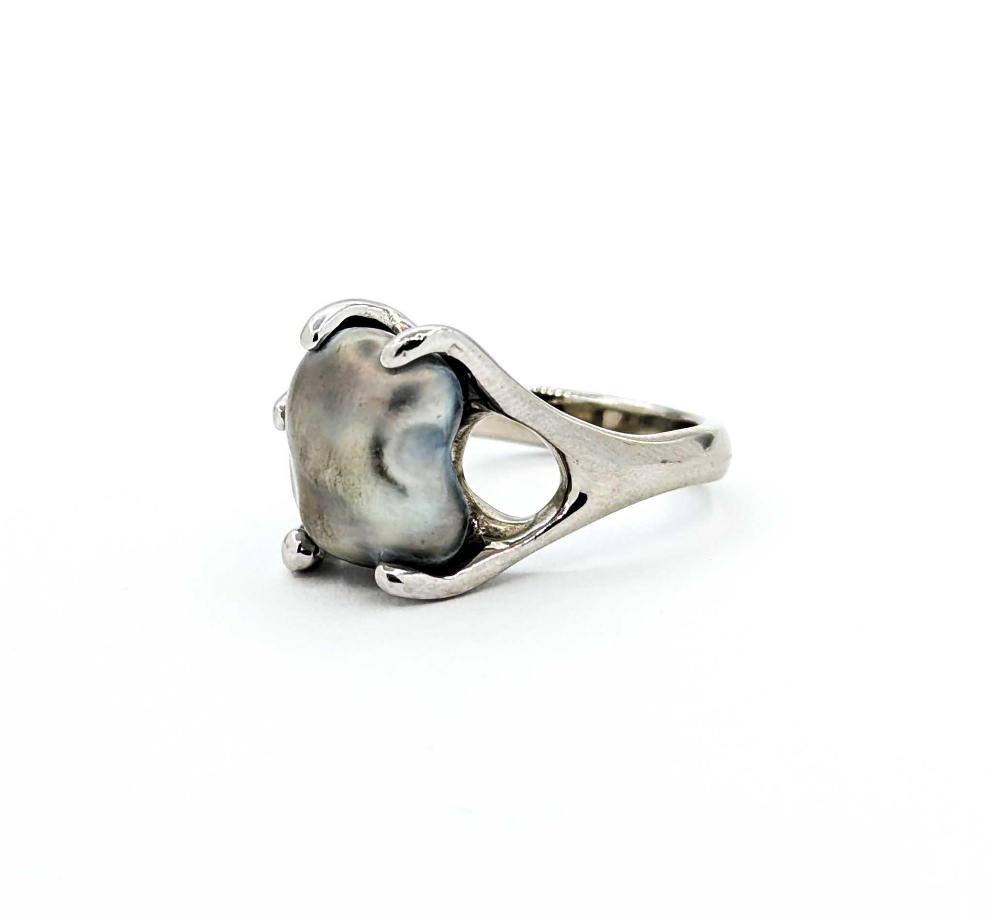 Bague en or blanc 14k avec perles baroques Whiting en vente 3
