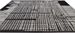 Striking Black-and-Ivory Geometric Wool Rug 9'5''x12'1''
