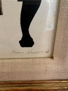 Striking Black and White Pen and Ink Drawing of Chair & Cat