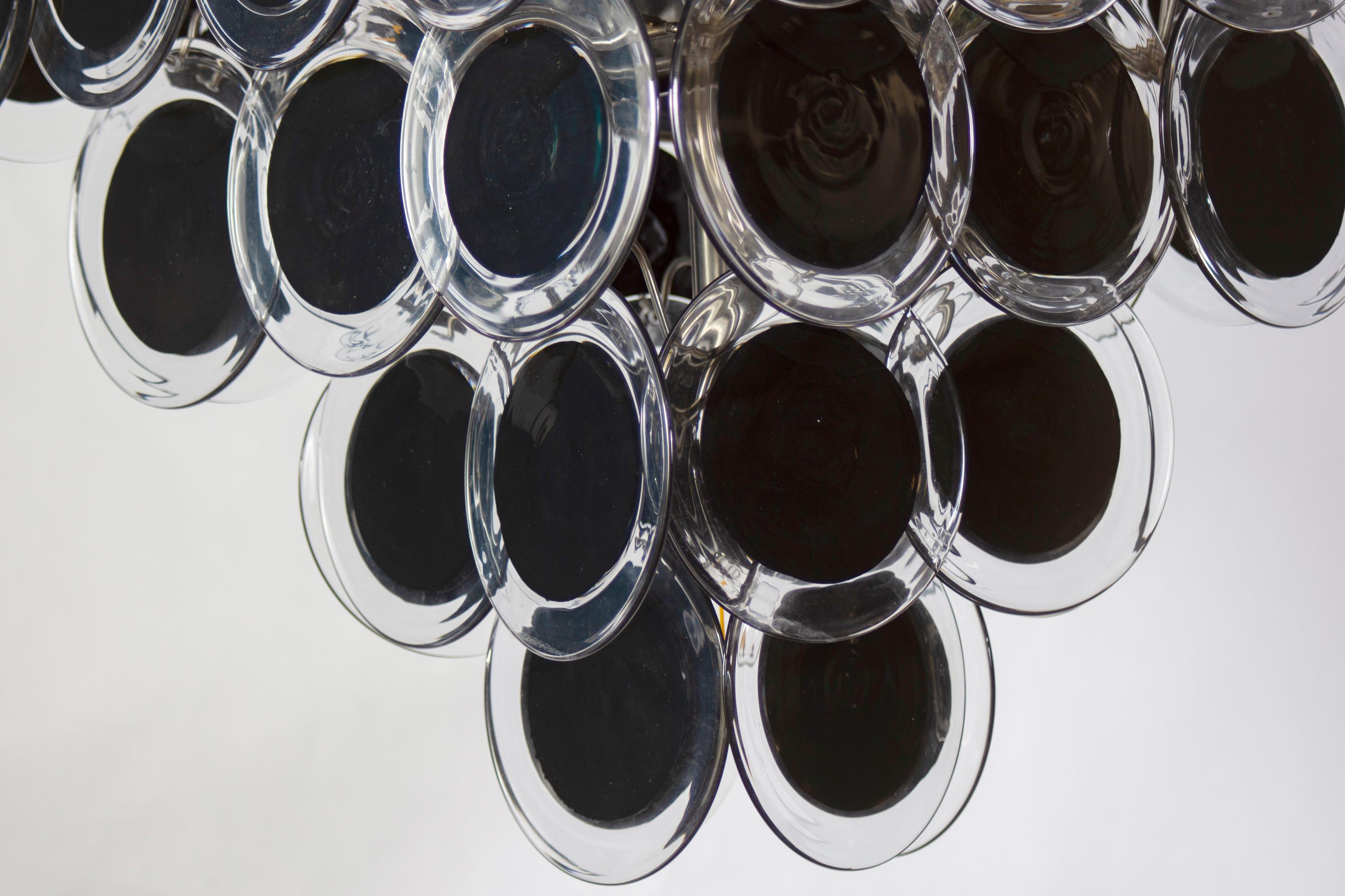 XXIe siècle et contemporain Lustre Murano à disque noir  en vente