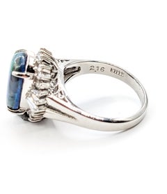 Striking Black Opal & Diamond Ballerina Ring in Platinum