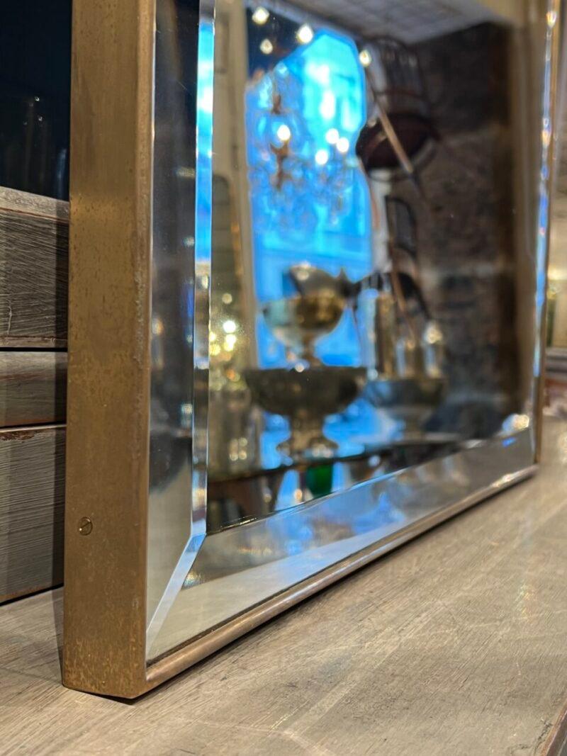Striking Brass Mirror Bevelled Glass - Italy 1950s In Good Condition For Sale In Copenhagen K, DK