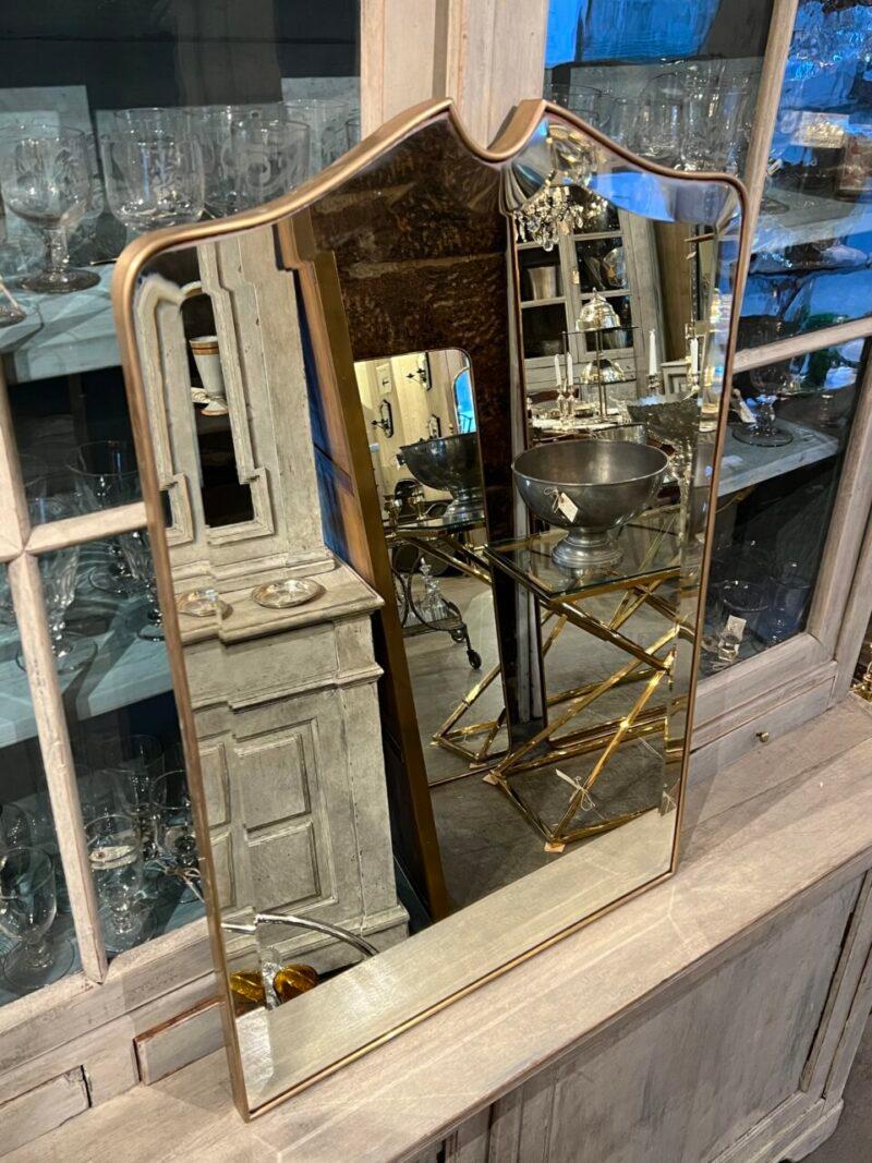 20th Century Striking Brass Mirror Bevelled Glass - Italy 1950s For Sale
